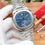 Copy Patek Philippe Nautilus 5980 Auto Watch Navy dial with Diamonds